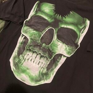 07' liquid blue green skull tee noiz tag black baggy y2k size 3XL/24